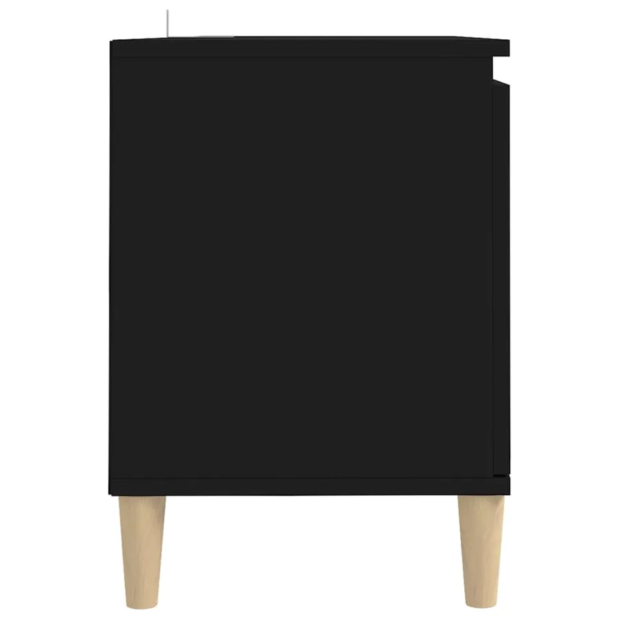 Meuble TV avec pieds en bois massif Noir 103,5x35x50 cm - 6