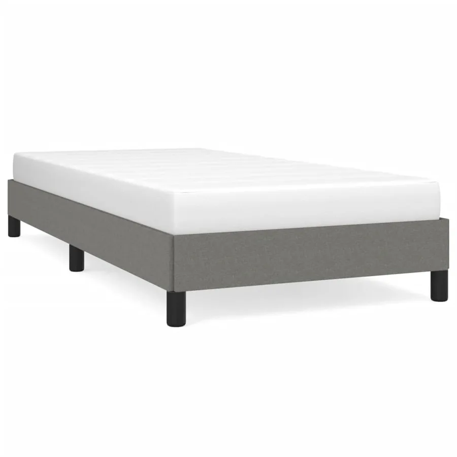 Cadre de lit sans matelas gris foncé 100x200 cm tissu - 2