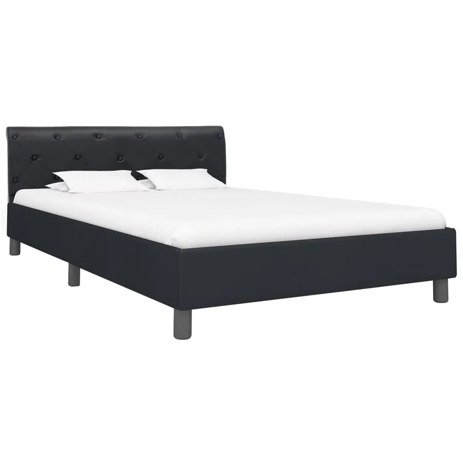 Cadre de lit sans matelas noir similicuir 140x200 cm - 2