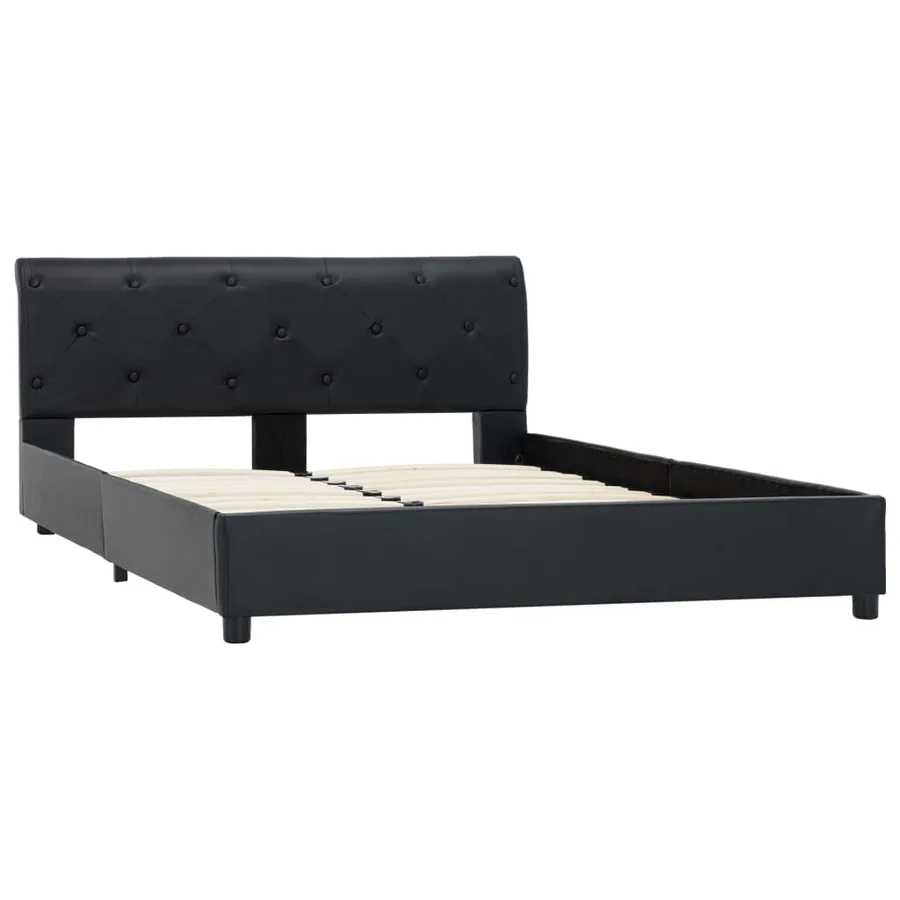Cadre de lit sans matelas noir similicuir 140x200 cm - 4