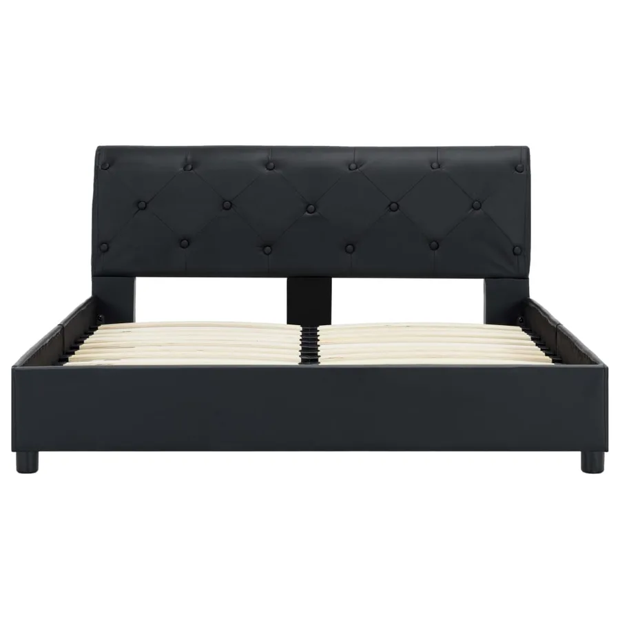 Cadre de lit sans matelas noir similicuir 140x200 cm - 5