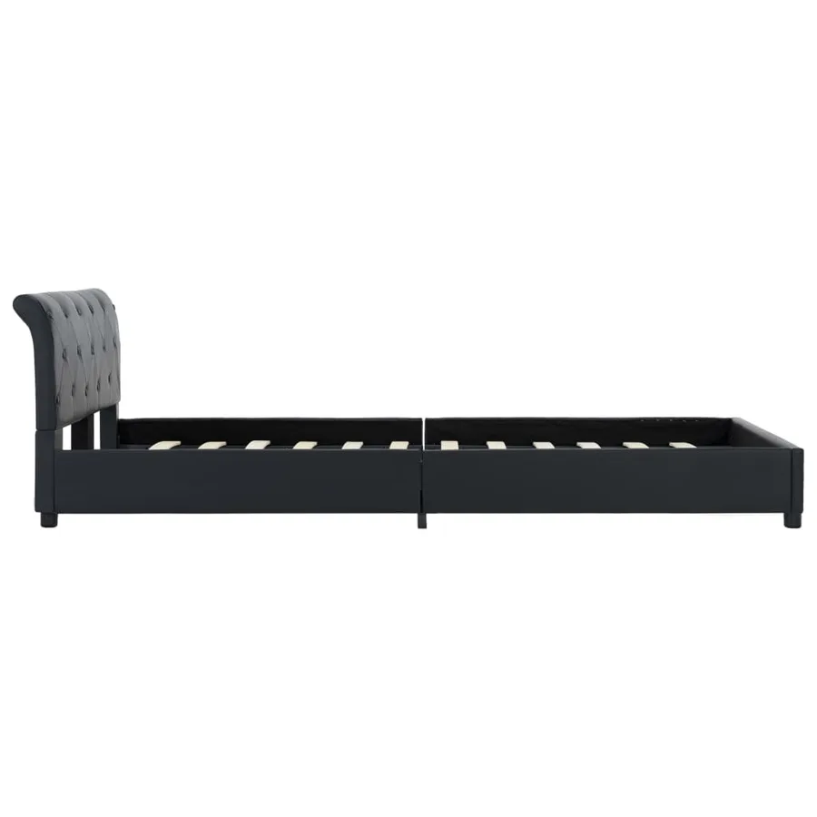 Cadre de lit sans matelas noir similicuir 140x200 cm - 6