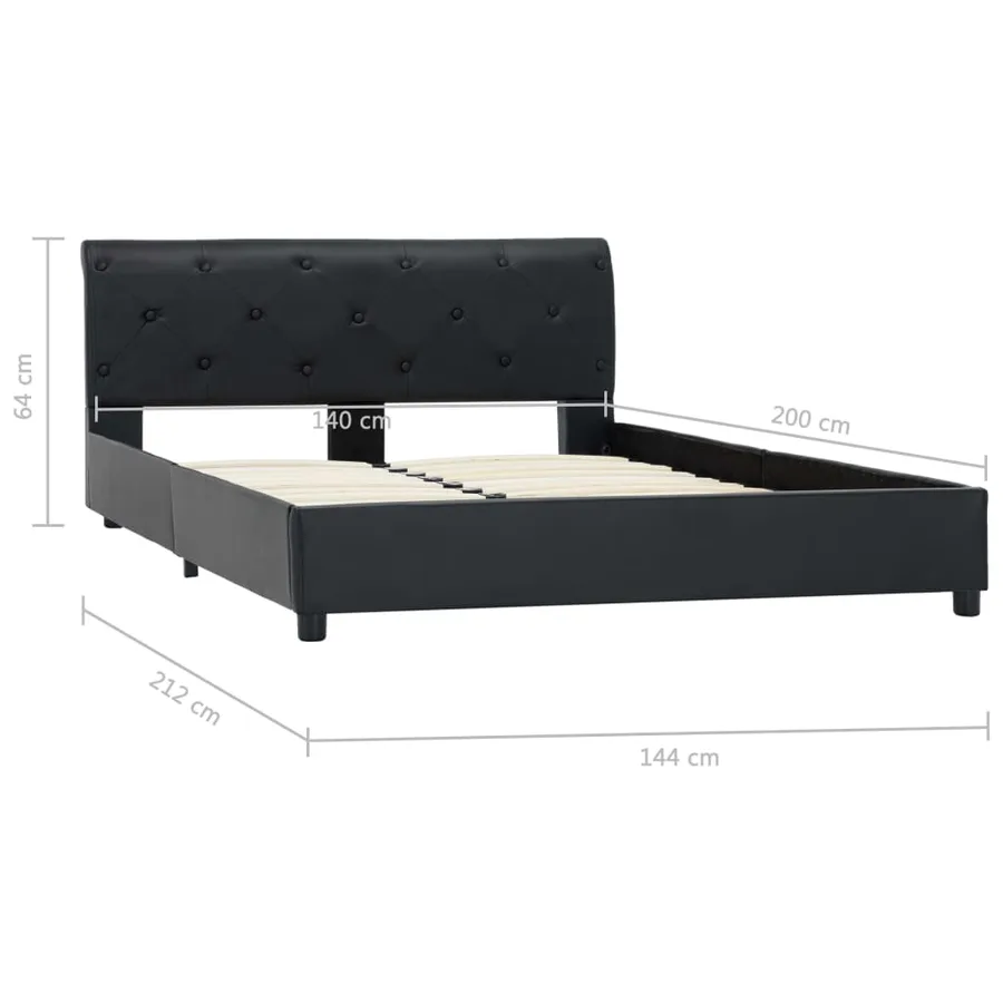 Cadre de lit sans matelas noir similicuir 140x200 cm - 9