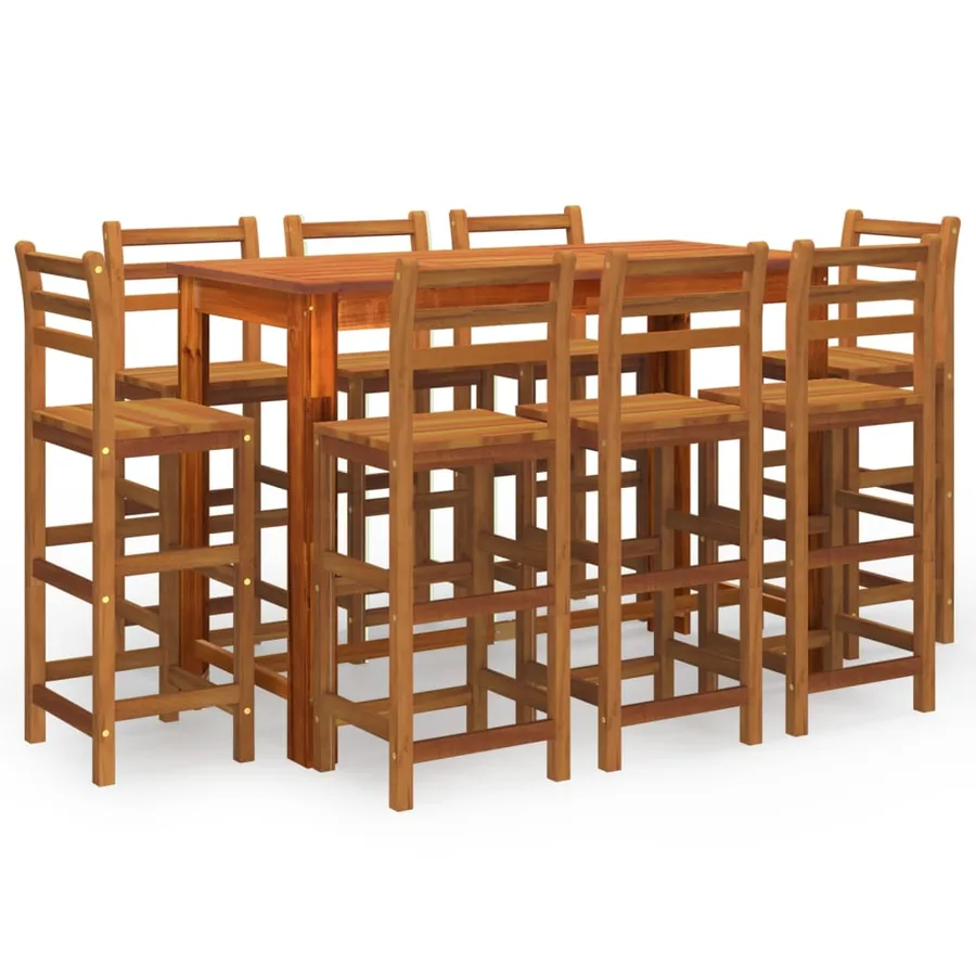 Ensemble de bar de jardin 9 pcs Bois d'acacia solide - 2