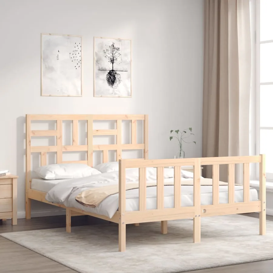 Cadre de lit sans matelas 140x200 cm bois massif de pin - 3