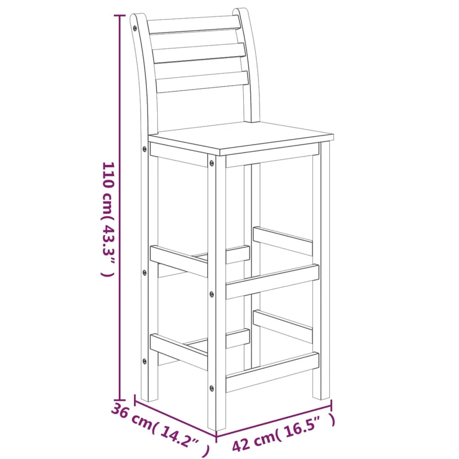 Ensemble de bar de jardin 5 pcs bois d'acacia solide - 10