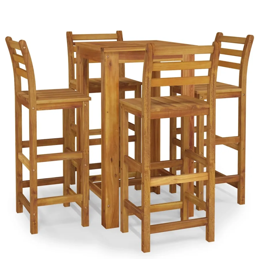 Ensemble de bar de jardin 5 pcs bois d'acacia solide - 2
