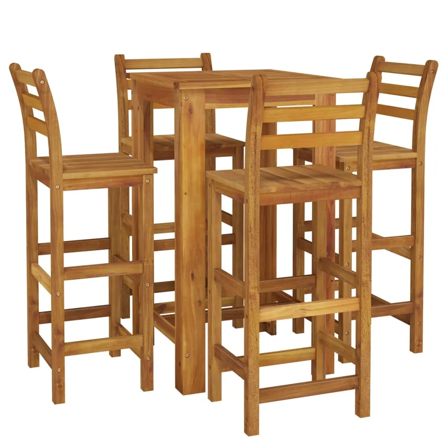 Ensemble de bar de jardin 5 pcs bois d'acacia solide - 3