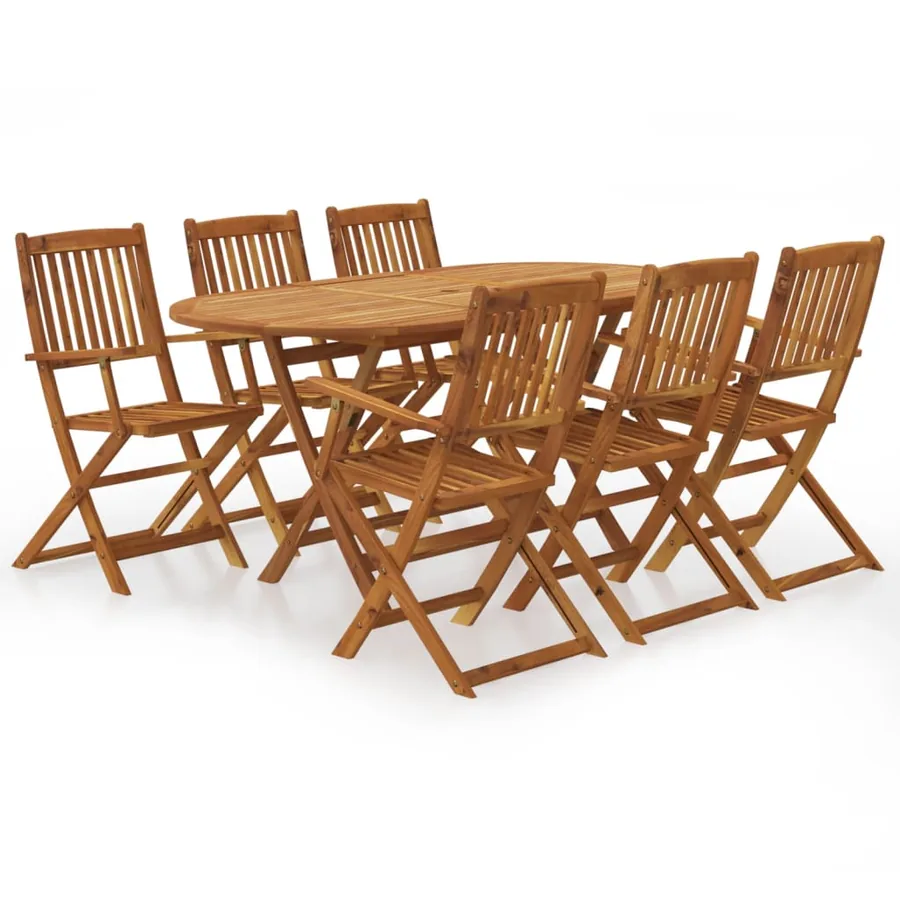 Ensemble à manger d'extérieur pliable 7pcs Bois d'acacia solide