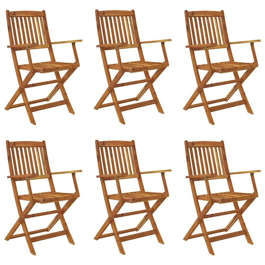 Ensemble à manger d'extérieur pliable 7pcs Bois d'acacia solide - 2
