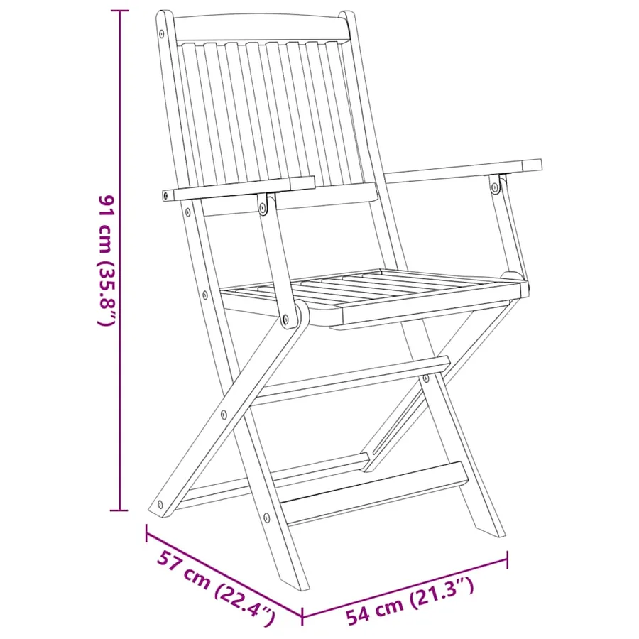 Ensemble à manger d'extérieur pliable 7pcs Bois d'acacia solide - 7