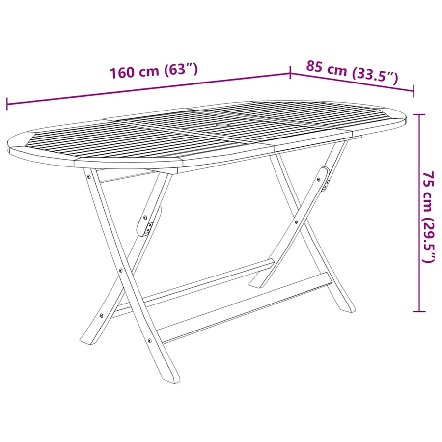 Ensemble à manger d'extérieur pliable 7pcs Bois d'acacia solide - 8