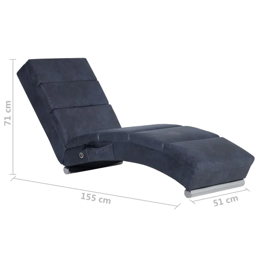 Chaise longue de longue Gris Similicuir daim - 10