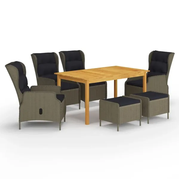 Ensemble à manger de jardin 7 pcs Marron