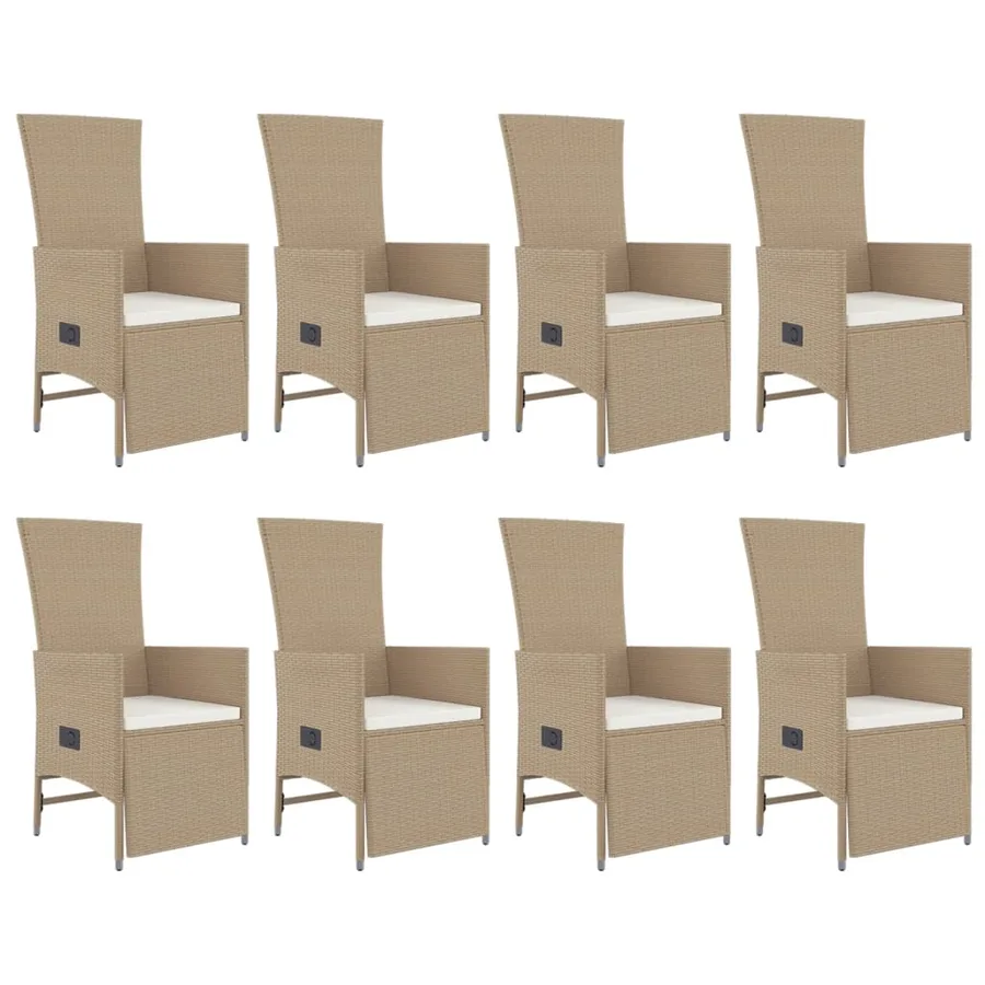 Ensemble à manger de jardin et coussins 9 pcs beige Poly rotin - 4