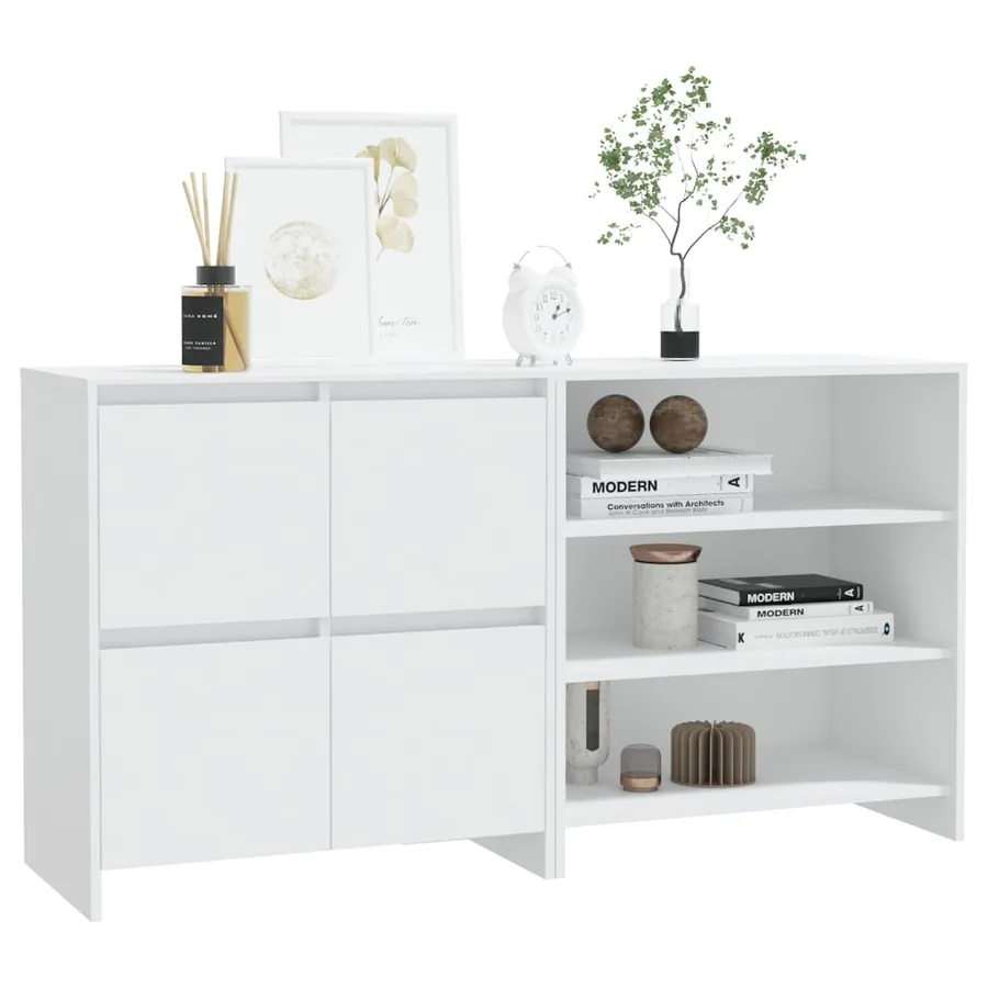 Buffets 2 pcs Blanc Bois d'ingénierie - 5