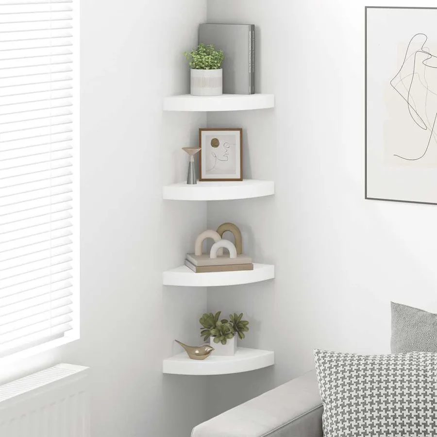 Étagères d'angle flottantes 4 pcs blanc 25x25x3,8 cm MDF - 3