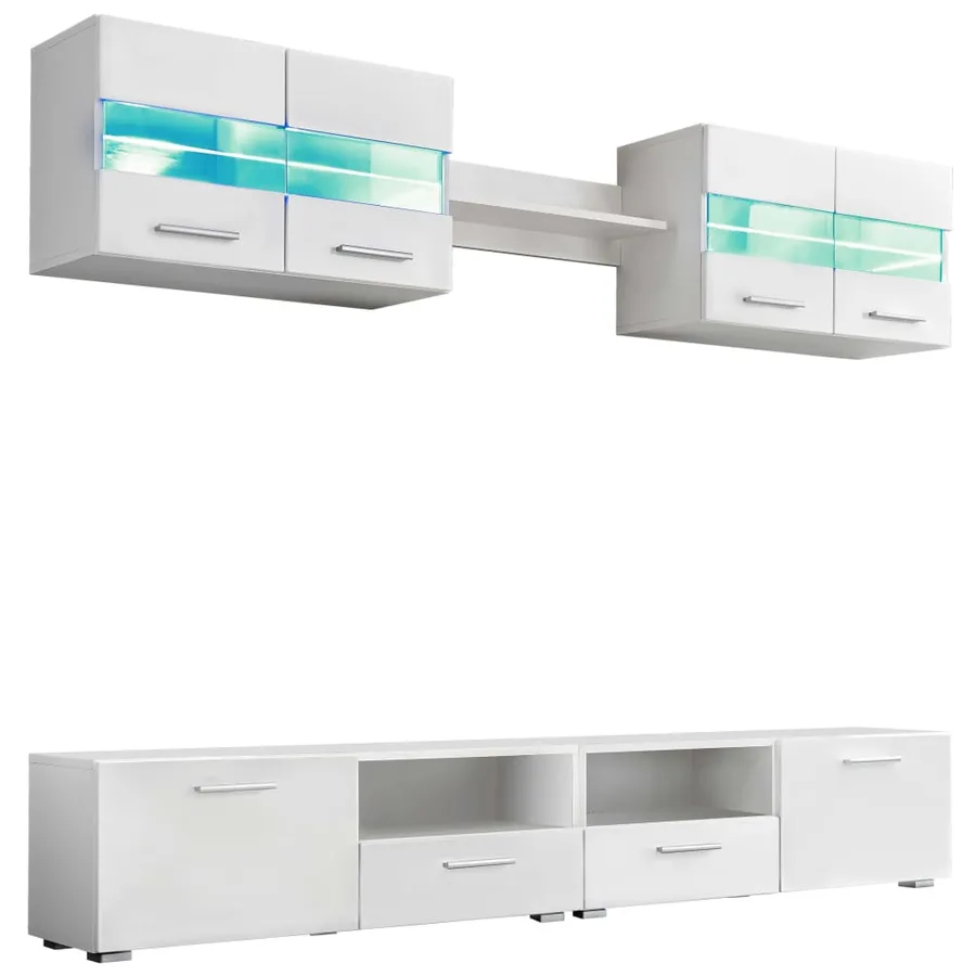 Ensemble Meuble mural TV 5 pcs lumières LED Haute Brillance - 2