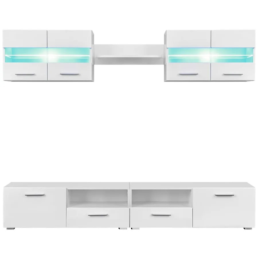 Ensemble Meuble mural TV 5 pcs lumières LED Haute Brillance - 3
