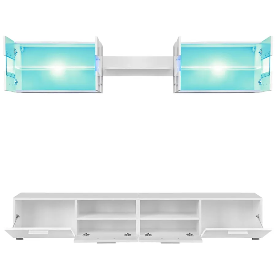 Ensemble Meuble mural TV 5 pcs lumières LED Haute Brillance - 4