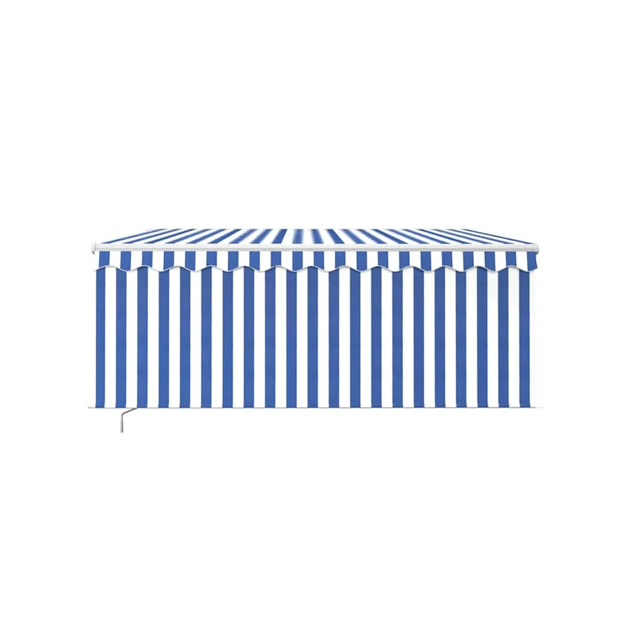 Auvent manuel rétractable avec store 3x2,5 m Bleu et blanc - 3