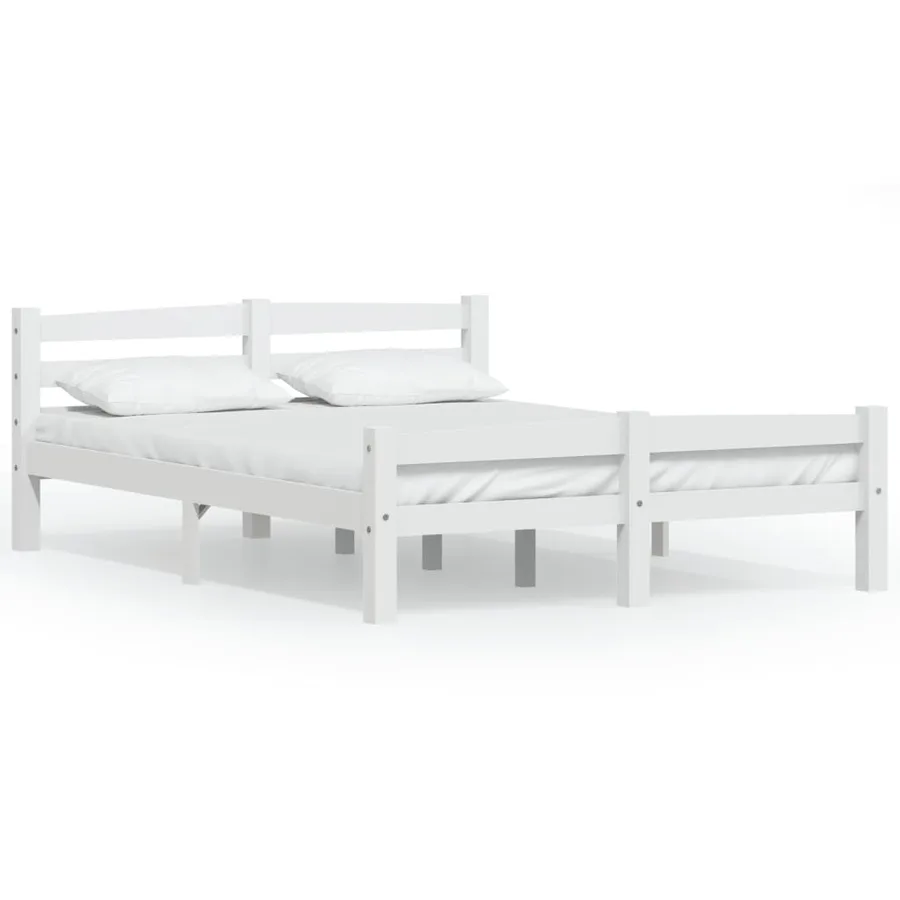 Cadre de lit sans matelas blanc bois de pin massif 120x200 cm - 2