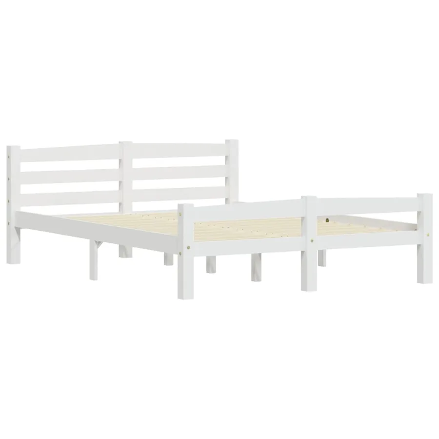 Cadre de lit sans matelas blanc bois de pin massif 120x200 cm - 3