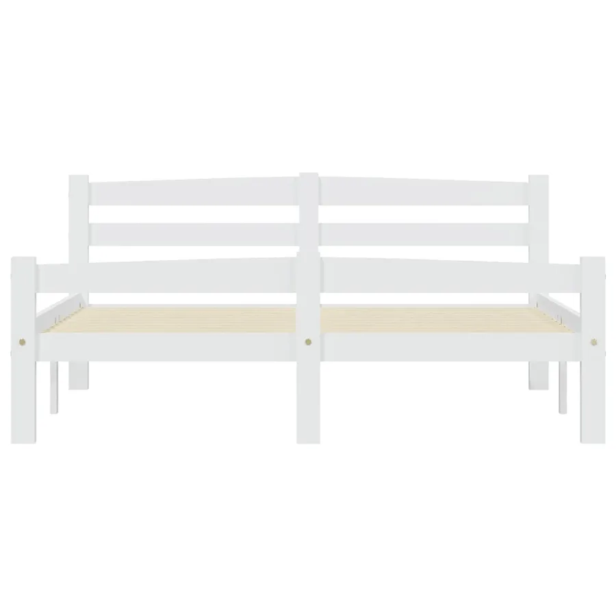 Cadre de lit sans matelas blanc bois de pin massif 120x200 cm - 4