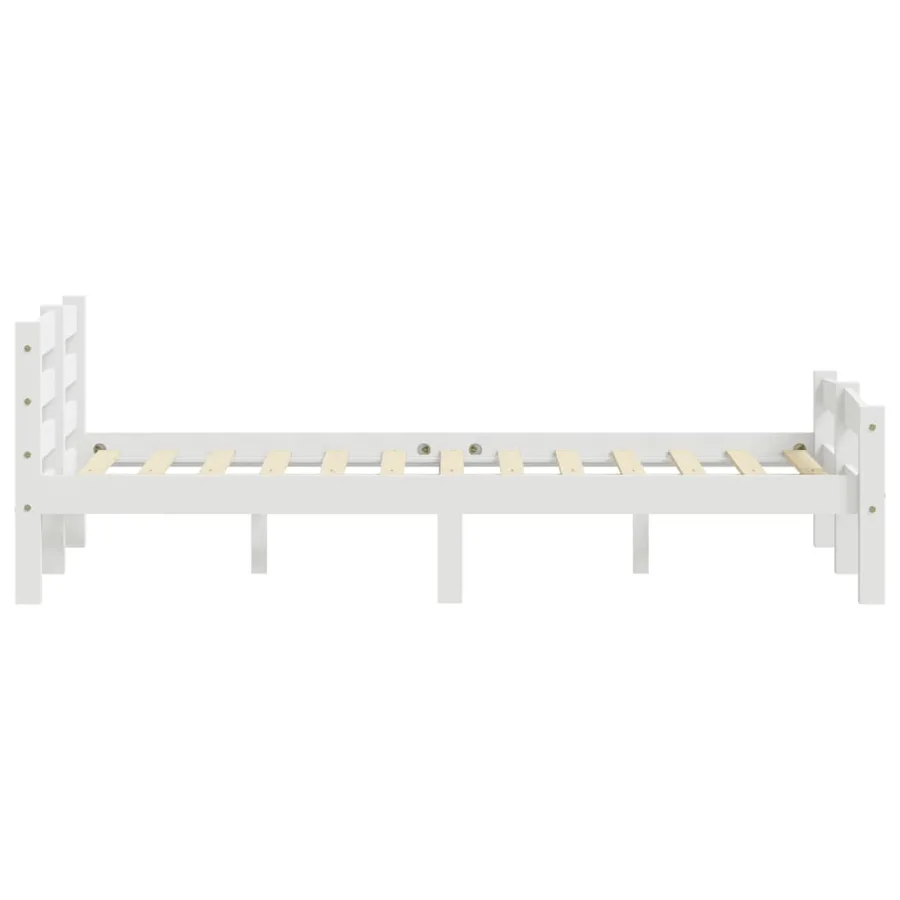 Cadre de lit sans matelas blanc bois de pin massif 120x200 cm - 5