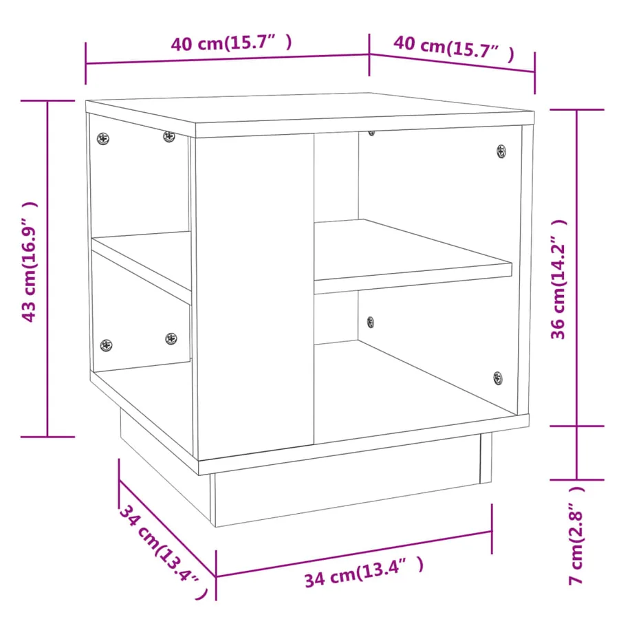 Table basse chêne sonoma 40x40x43 cm bois d'ingénierie - 7