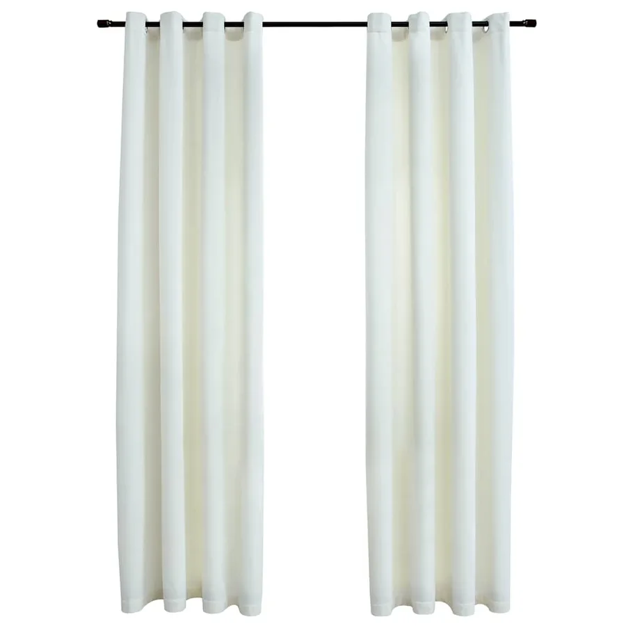 Rideaux occultants avec anneaux 2 pcs Velours Crème 140x225 cm - 2