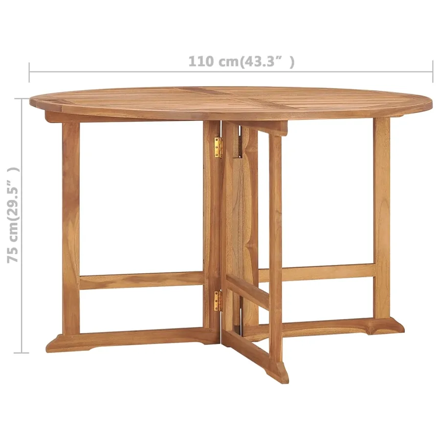 Table à dîner de jardin pliable Ø110x75 cm Bois massif de teck - 7