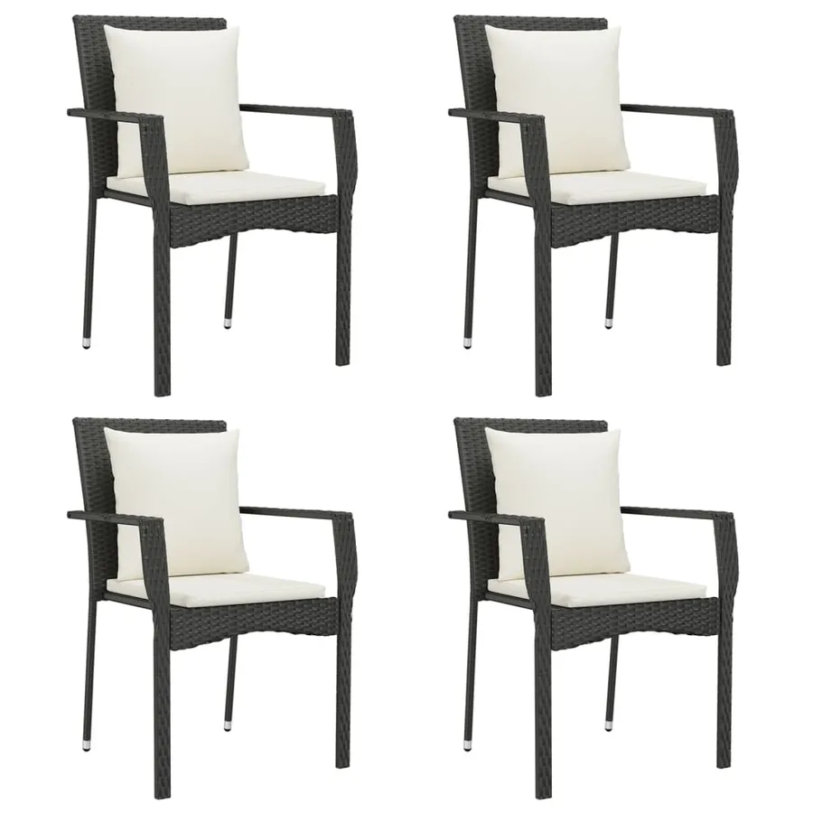 Ensemble à manger de jardin coussins 5pcs Noir Résine tressée - 4