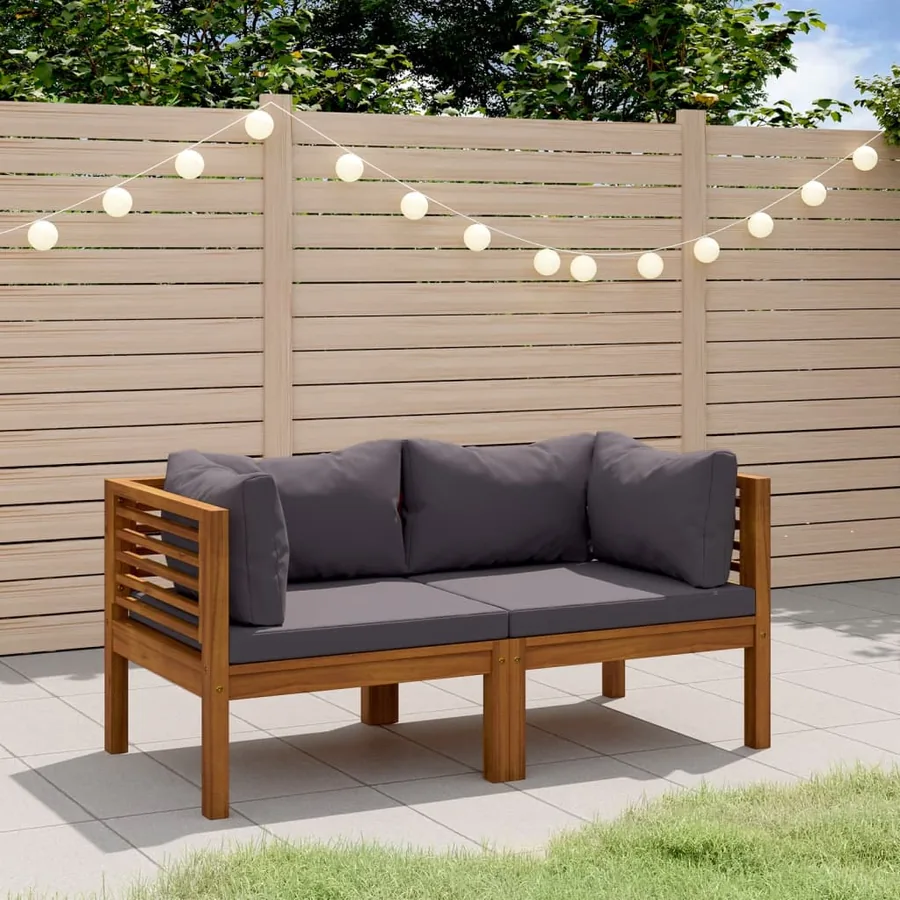 Canapé de jardin à 2 places avec coussin Bois d'acacia massif