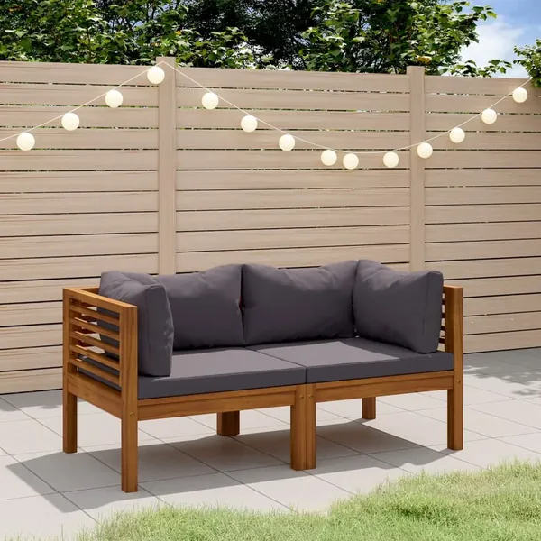 Canapé de jardin à 2 places avec coussin Bois d'acacia massif
