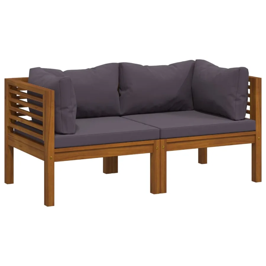 Canapé de jardin à 2 places avec coussin Bois d'acacia massif - 2
