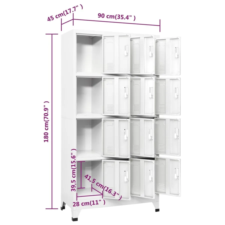 Armoire à casier avec 12 compartiments 90x45x180 cm - 8