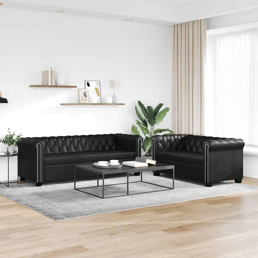 Canapé Chesterfield à 2 places et à 3 places noir