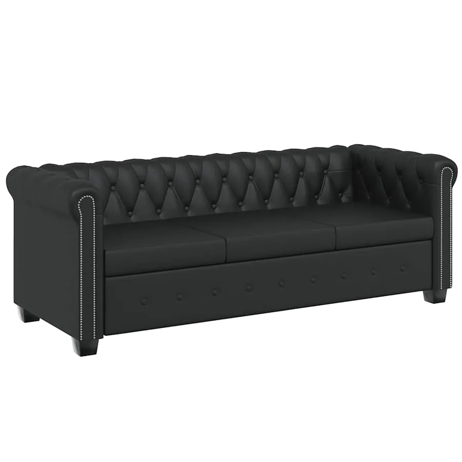 Canapé Chesterfield à 2 places et à 3 places noir - 3