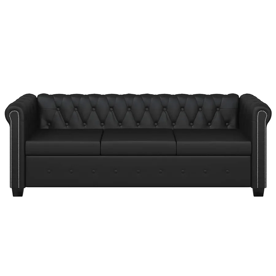 Canapé Chesterfield à 2 places et à 3 places noir - 5