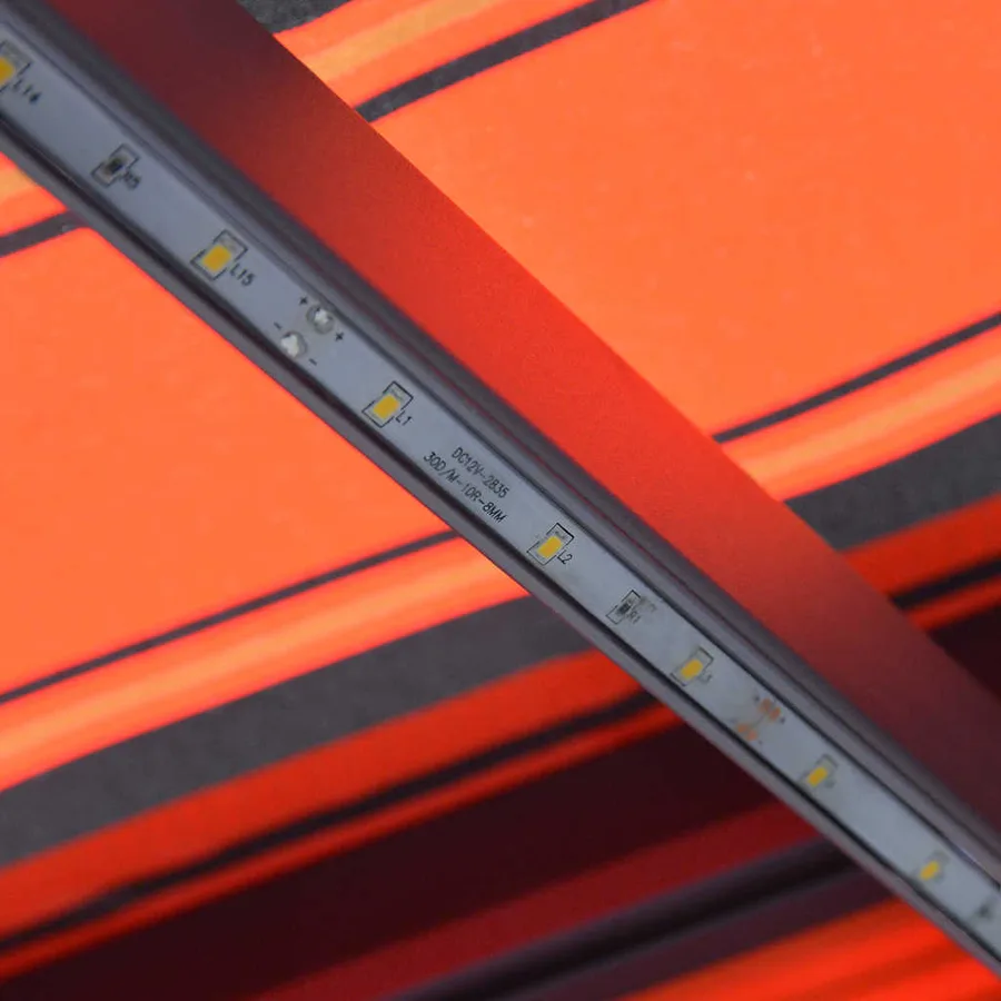 Auvent manuel rétractable avec LED 300x250 cm Orange et marron - 6