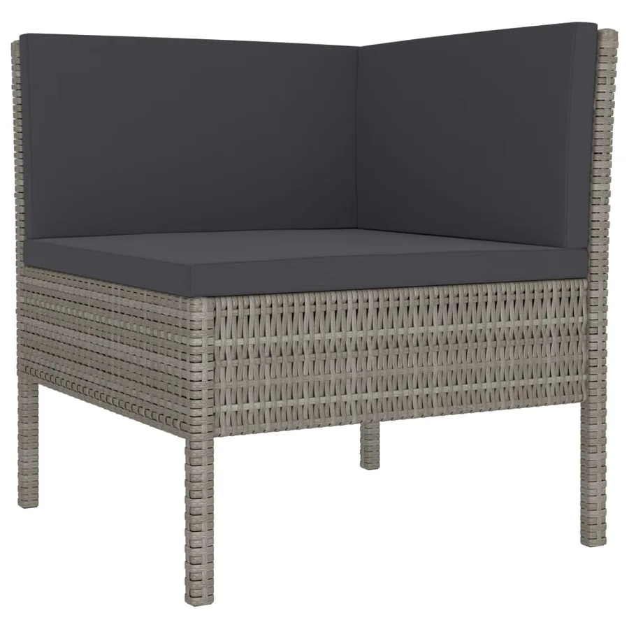 Salon de jardin 9 pcs avec coussins Résine tressée Gris - 3