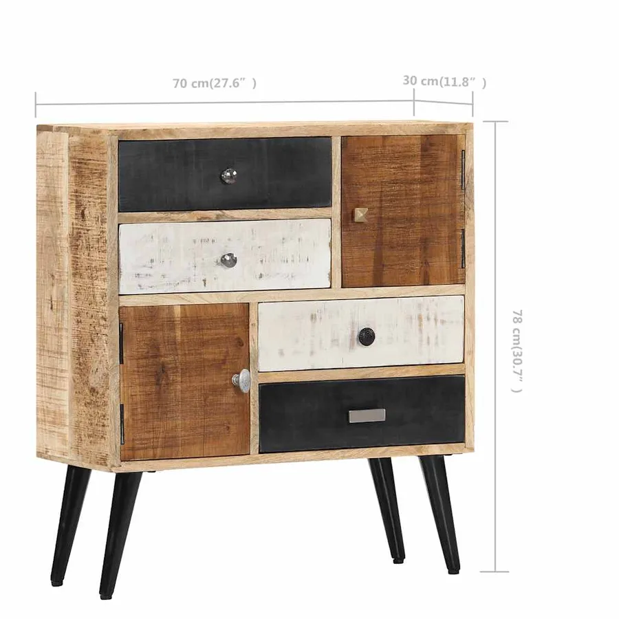 Buffet 70x30x78 cm Bois de manguier massif - 9
