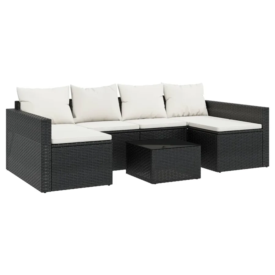 Salon de jardin 2 pcs avec coussins Noir Résine tressée - 2