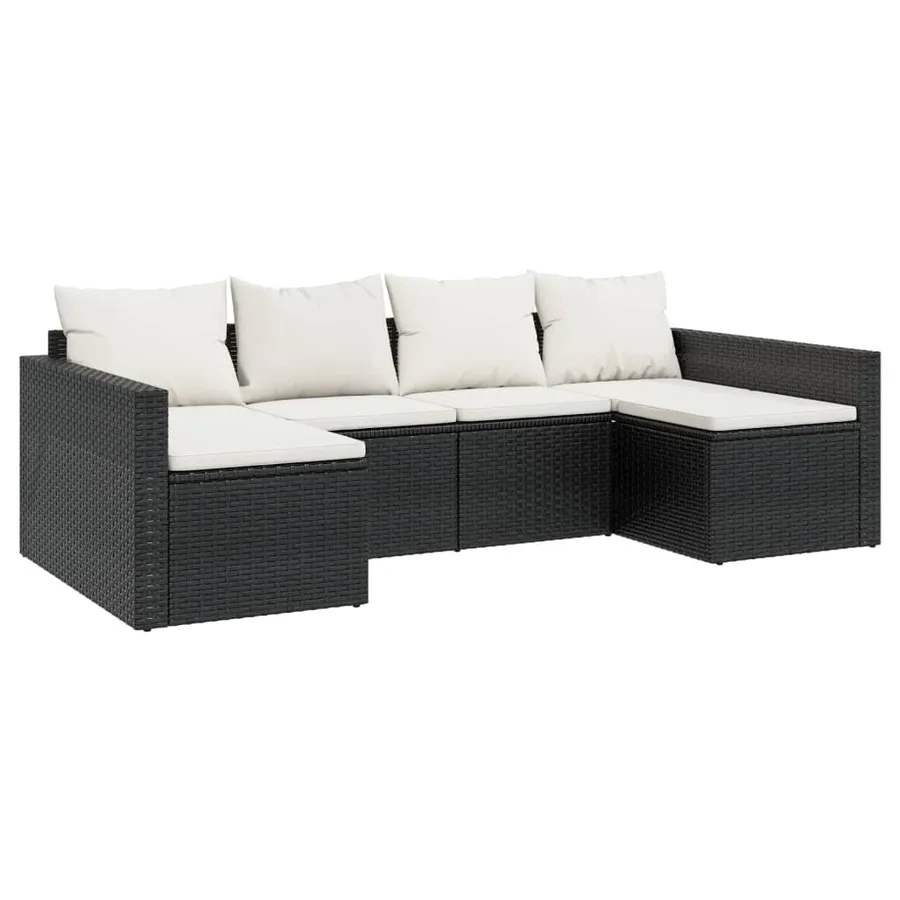 Salon de jardin 2 pcs avec coussins Noir Résine tressée - 3