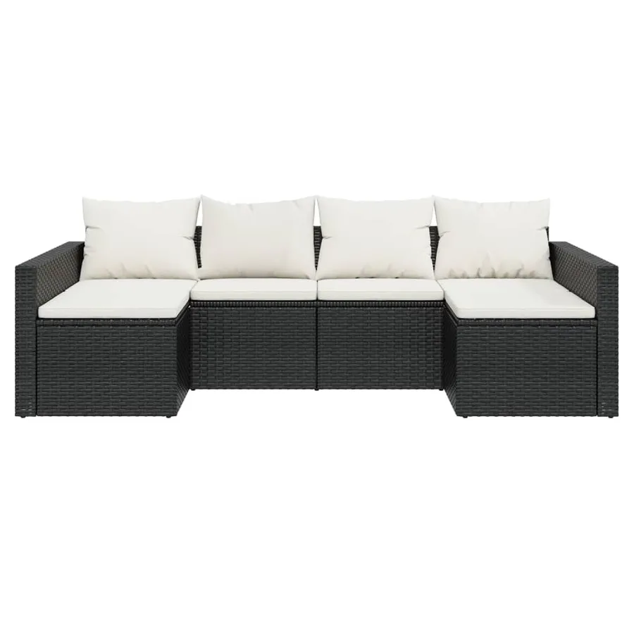 Salon de jardin 2 pcs avec coussins Noir Résine tressée - 4