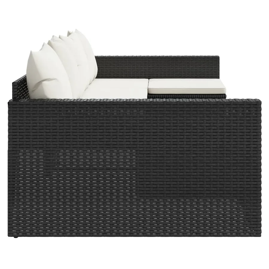 Salon de jardin 2 pcs avec coussins Noir Résine tressée - 5
