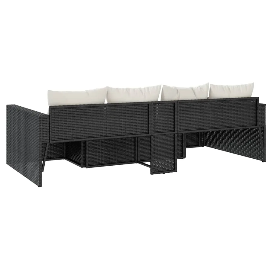 Salon de jardin 2 pcs avec coussins Noir Résine tressée - 6
