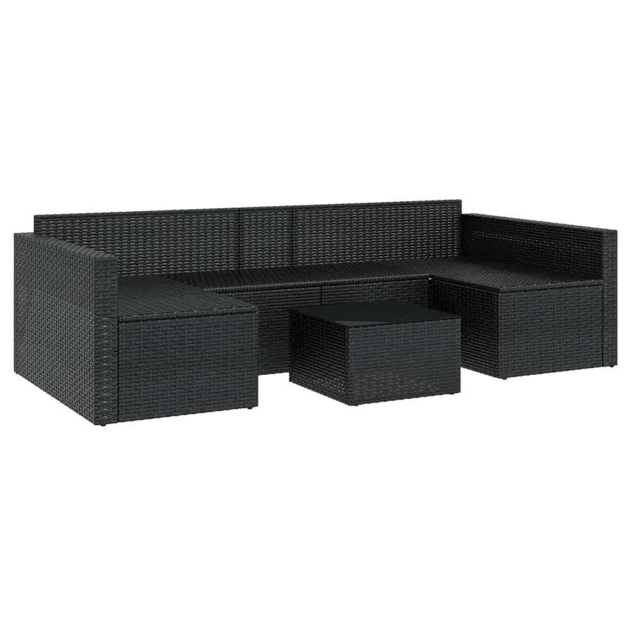 Salon de jardin 2 pcs avec coussins Noir Résine tressée - 7