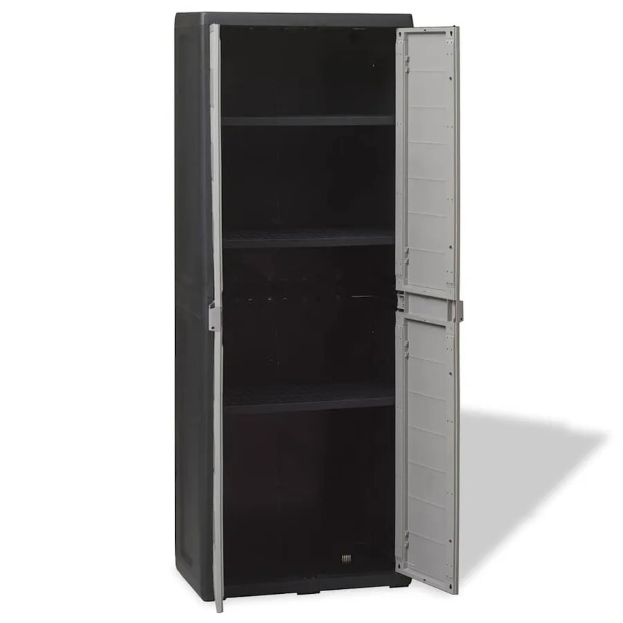 Armoire de rangement de jardin avec 3 étagères Noir et gris - 3